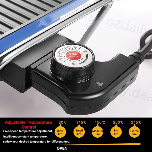 Electric Up to 2000W BBQ Grill Teppanyaki Non-stick Hot Plate Smokeless Pan OZ - Picture 7 of 13