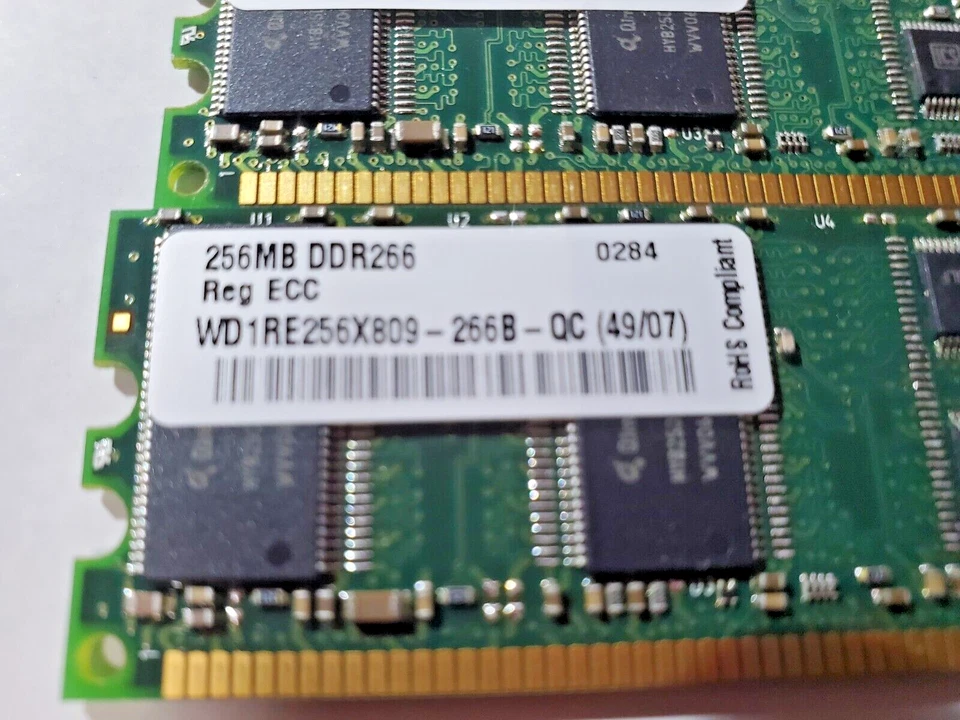 3pcs Wintec WD1RE256X09-266B-QC DDR266-800 256MB 184 pin DIMM   750MB total - Image 2 of 3