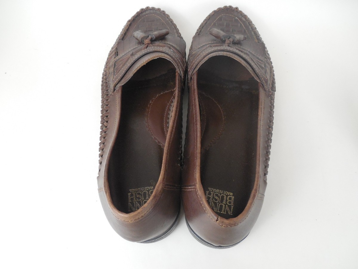 Nunn Bush Men’s Leather Tassel Loafers Brown Woven Slip On Made in Brazil 9.5M Nunn Bush Mens Size 9.5 M Leather Loafers Slip On Woven Moc  main image 3