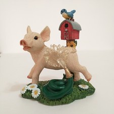 Hamilton Pig Farm Livin' Coll "Sprinkles Of Fun" Pig Bluebird Birdhouse Figurine