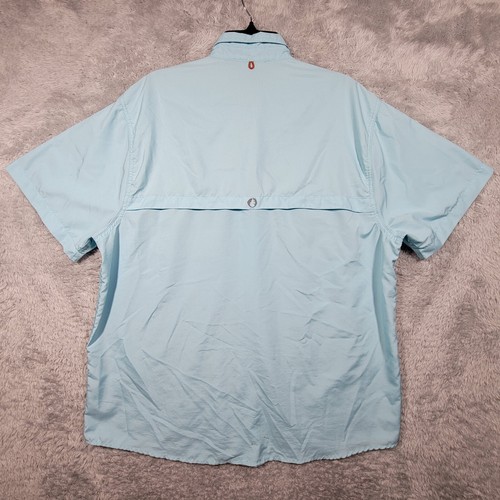 American Outdoorsman Shirt Mens XL Blue Vented Button Up Short Sleeve -stain - Picture 2 of 10