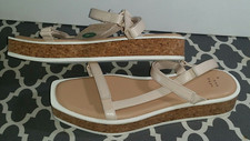 A New Day Sandals with Chunky Cork Platform and Adjustable Straps, Size 9.5, Tan