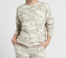 NEW Athleta Women Balance Pullover Sweatshirt Top Camo Lux Oatmeal Heather MP