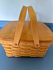 New ListingLongaberger 1998 Signed Retired Large Lined Two Pie Basket Combo w/pad, tray