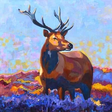 Elk Abstract Original Giclee Fine Art Print 5"x5"