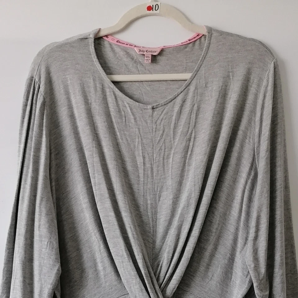 Juicy Couture Women's Gray Twist Front Long Sleeve Pullover Blouse Top Size XXL - Imagem 2 de 4