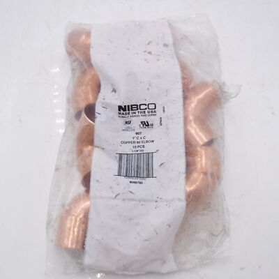 10 Pack Nibco 1''x 1'' FNPT CxC Copper 90° Elbow Fittings 607 9055750