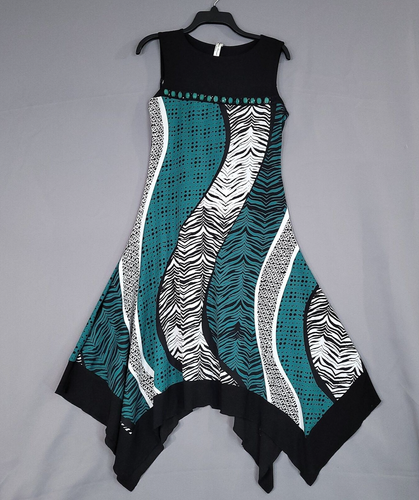 Per Seption Concept Women's Fit & Flare Dress Midi Sleeveless Multicolor Size S