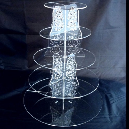 Five Tier Clear Acrylic Cake Stands - Many Pillar Designs/Shapes/Sizes - Picture 2 of 9