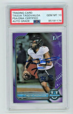 TAULIA TAGOVAILOA AUTO 10 PSA DNA Purple Refractor 1st 2022 Bowman Chrome ROOKIE