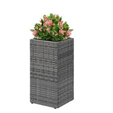 Image of Square Rattan Tall Large Plant Pot Flower Indoor Outdoor Garden Planters
