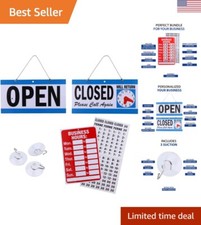 Business Hours Sign Bundle - Open Signs for Businesses, Closed Open Sign