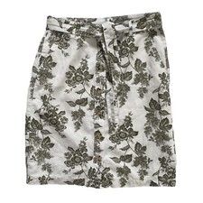 Liz Claiborne Linen Blend Buttoned Floral Knee Skirt 4