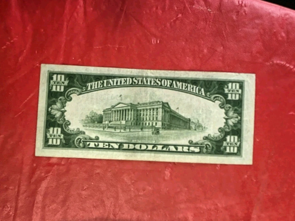 RARE 1934 PLAIN SERIES $10 WWII N. AFRICA EMERGENCY ISSUE Silver Certificate! - Image 3 of 4