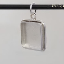 925 Sterling Silver 8mm Square Bezel Pendant Blank DIY Cabochon Setting