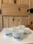 Vintage Pyr-o-Rey Dynaware Blue Flower, Set of 5 Custard Cups Ramekins