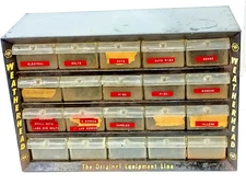 Vintage 20 Drawer Small Parts Bin Organizer Metal Case Cabinet Weatherhead Dana