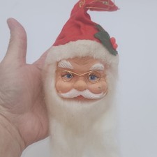 Vintage large Jolly Santa Claus Rubber Face Christmas Holiday Ornament 12"