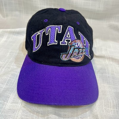Vintage Starter Utah Jazz Purple Mountains Logo Snapback Hat NBA Wool Cap *Read*