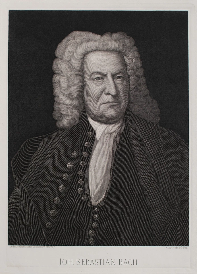 Johann Sebastian Bach Porträt Musiker Barock Leipzig Kopie Druckgrafik 1948 - Bild 3 von 4