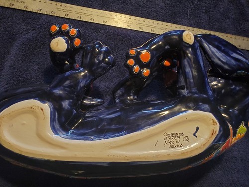 Talavera Blue Sleeping Houndog 18x9x5 Mexico Handmade,Signed Gerardo Table Piece - Picture 23 of 24