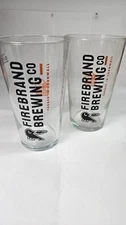 Firebrand Brewing Co Pint Glasses Pair Craft Beer Pub Collectible