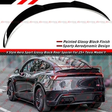 For 2025-2026 Tesla Model Y Juniper V Style Aero Gloss Black Rear Trunk Spoiler