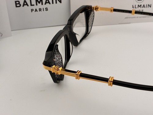 BALMAIN By Akoni Titanium Eyeglasses LEGION III Black Gold BPX-132A-50 Frame NEW - Picture 8 of 13