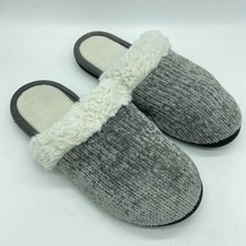 Isotoner Women s Slippers Gray 9.5-10 Faux Fur Cozy Memory Foam Clog
