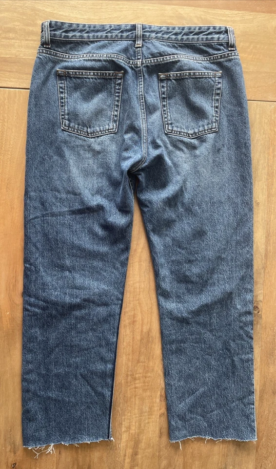 Pantalones de mezclilla The Row para mujer talla 32x24 recortados rectos tiro alto dobladillo crudo lujo Italia Foto 2 de 4