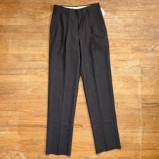Vintage Mens Wool Pants Size 30 Waist 70s Trousers Brown Unhemmed Double Pleated