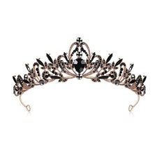 Black Crystal Rose Gold Gothic Alloy Tiara Headpiece