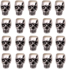 20 Pieces Antique Silver Punk Large Hole Skull Beads Loose Beads Charms Jewelry