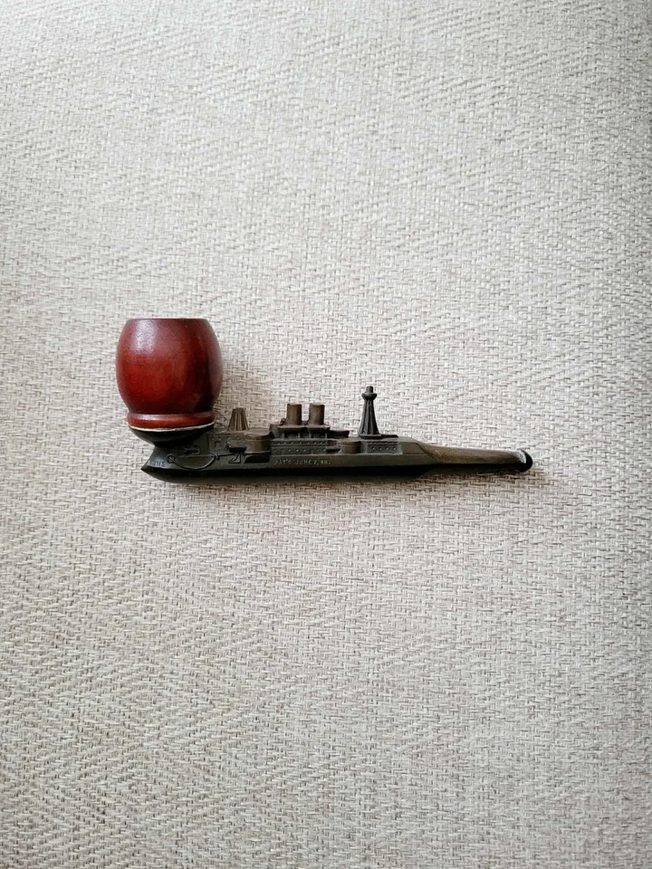 Cachimbo de tabaco antigo 1898 guerra hispano-americana lembre-se do principal Gutta-Percha - Imagem 2 de 4