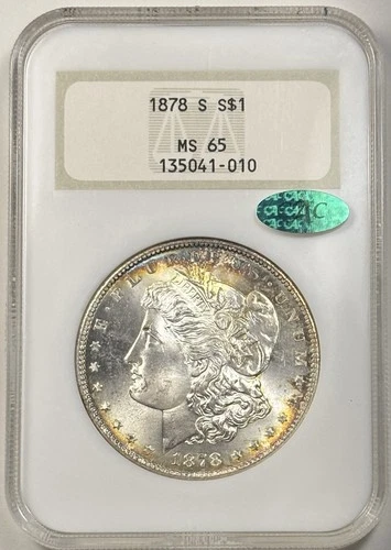 1878-S $1 Morgan Dollar NGC MS-65 CAC Old Holder! Toned!