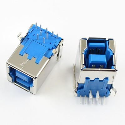 5Pcs USB 3.0 Female B Type 9 Pin DIP Right Angle PCB Connector For Printer Port