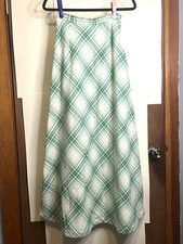 Sears JR Bazaar VTG 7 Waist 23 Green, Mint, and Pink Plaid Maxi Skirt 60s