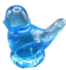 RON RAY SIGNED 1989 GLASS BLUEBIRD OF HAPPINESS BLOWN GLASS 1 7/8" TALL