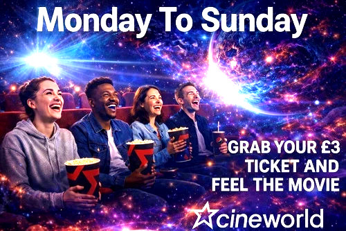 2 x Code - £3 Cineworld Ticket *E-Code* Monday - Sunday - Quick Delivery