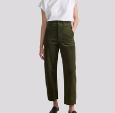 Apiece Apart Mari Barrel Pant Corduroy Olive Green High Rise Ankle Sz 4
