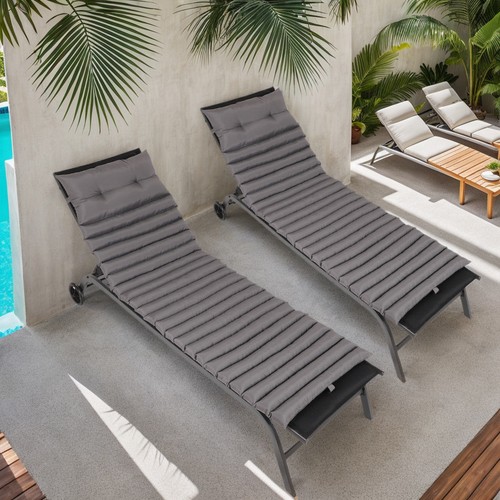 Grey Patio Lounge Chair Cushions (2-Pack) - Picture 5 of 9