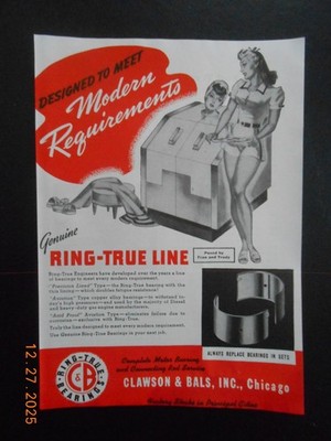 1942 Sexy Females Clawson & Bals Chicgao IL motor bearing auto repair print AD