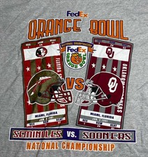 2001 Vtg Oklahoma vs Florida State FedEx Orange Bowl T Shirt XL True Fan