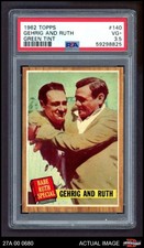 1962 Topps #140 Babe Ruth GRN Yankees HALL-OF-FAME RARE VARIATION PSA 3.5 - VG+