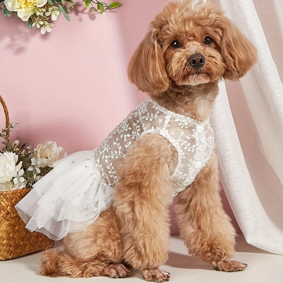 Dog Wedding Party Suit Summer Mesh Dress Suitable for Cats and Dogs - Image 2 of 4