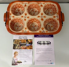 Temptations  Presentable Old World Orange 6 Cupcake/Muffin Pan w/Metal Rack