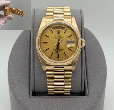 Rolex Day Date President 18038 36mm Champagne Dial Quickset 18K Yellow Gold