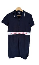 Polo Jeans Co Ralph Lauren Vintage Spell Out Quarter Zip Polo Dress Navy Womens