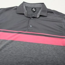 FootJoy Polo Shirt Mens Extra Large Gray Pink Stripes No Logo