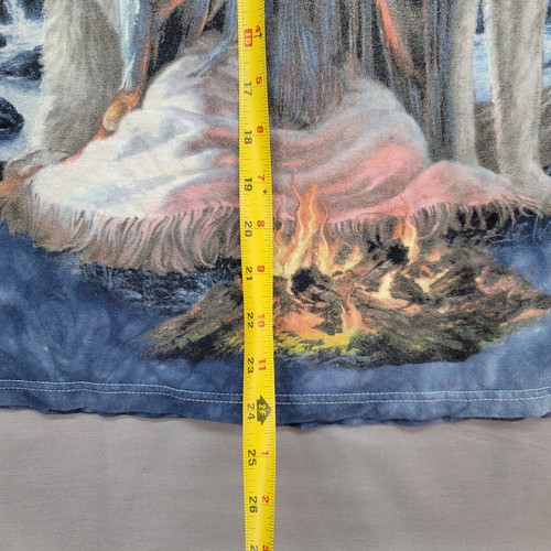 Tie Dye Fire Wolf and Woman Print Delta Blue Crew Neck T-Shirt Women’s Size XL - Picture 5 of 12
